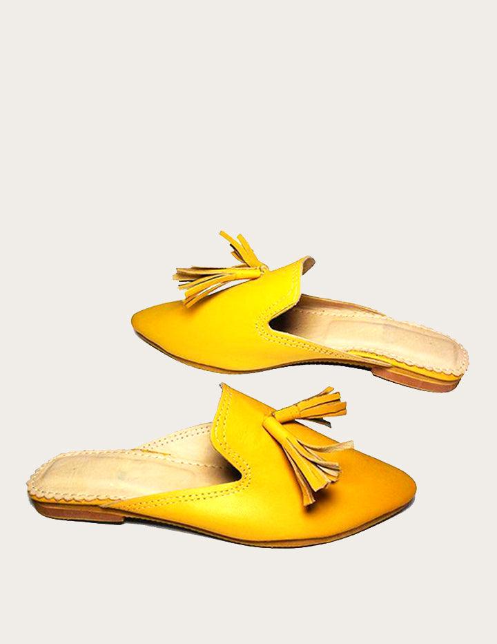 Lbatool Chic Yellow Leather Mules - Slow Chic Fashion