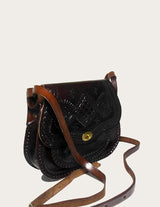 Burgundy suede leather shoulder bag