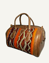 Leather and vintage kilim weekender bag with kilim