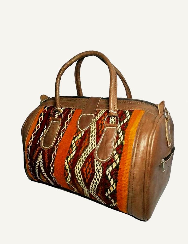 One of a Kind Kilim and Leather Weekender Bag - Slow Chic Fashion