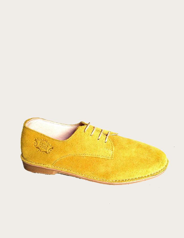 Yellow Handmade Suede Leather Oxford Shoe - Slow Chic Fashion