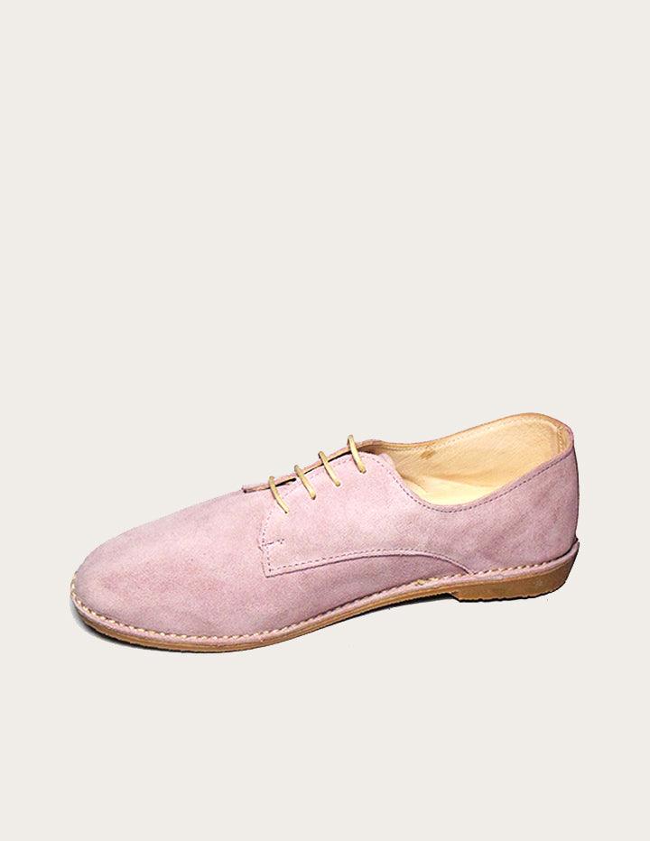 Handmade Pink Suede Leather Oxford Shoe - Slow Chic Fashion