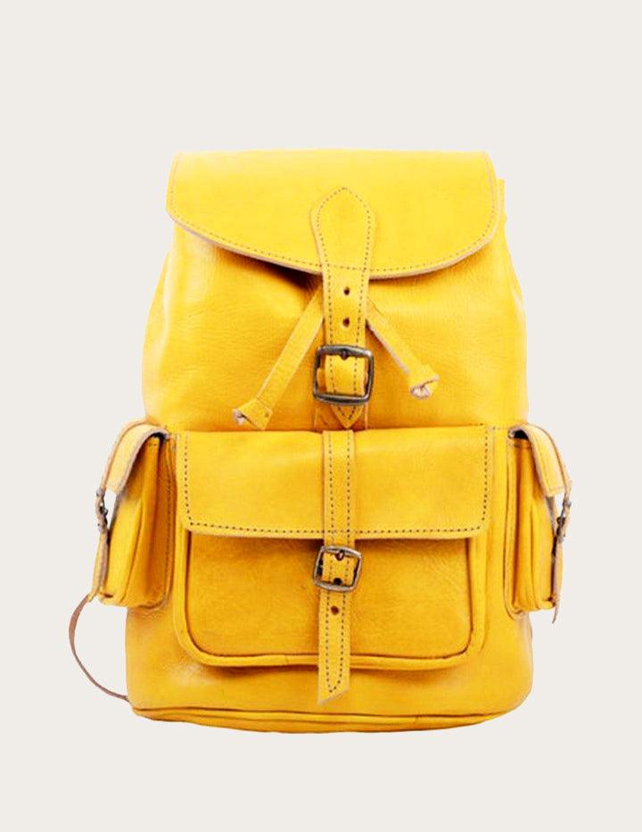 Stylish Yellow Handmade Leather Backpack - Slow Chic Fashion