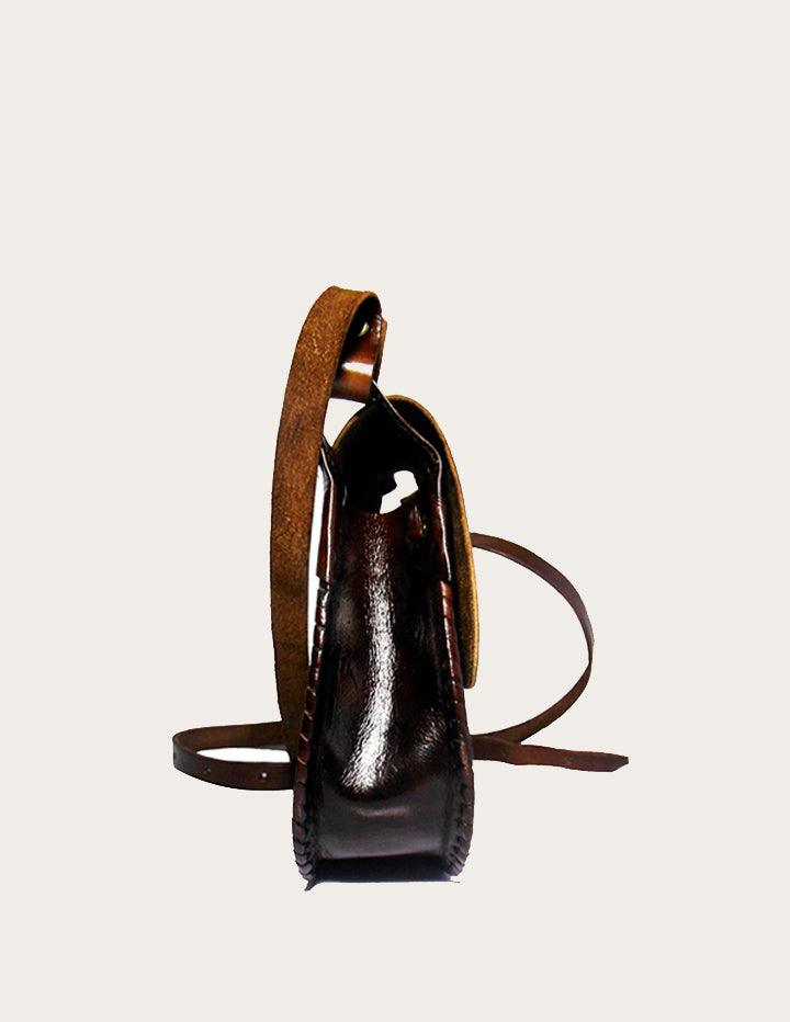Burgundy Hand Tooled Leather Shoulder Bag - Slow Chic Fashion