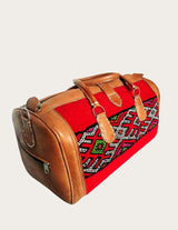 Red and vintage kilim weekender bag with kilim