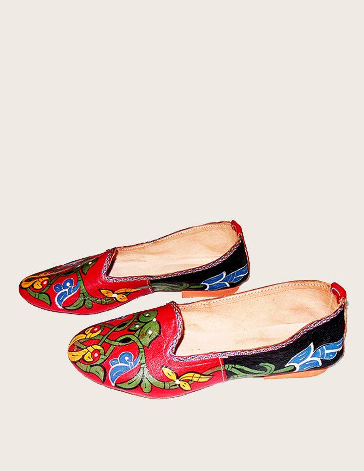 Hand-painted Leather Moccasin, Boho-Chic Style - Slow Chic Fashion