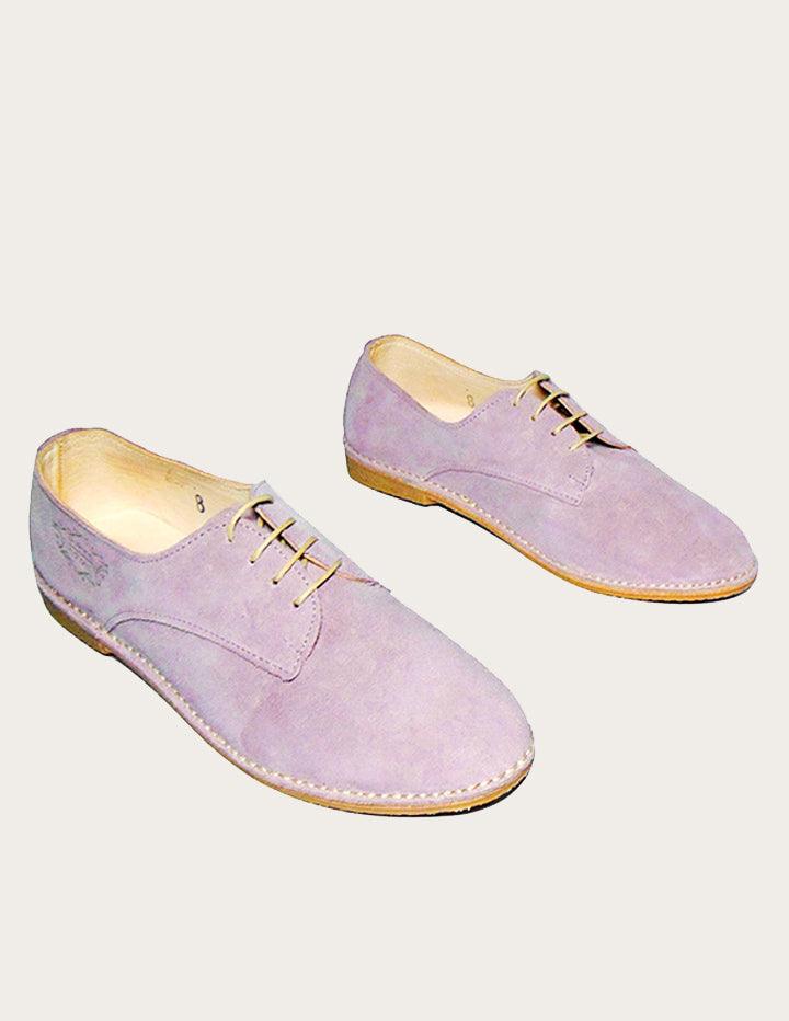 Handmade Pink Suede Leather Oxford Shoe - Slow Chic Fashion