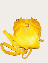 Yellow leather backpack with drawstring