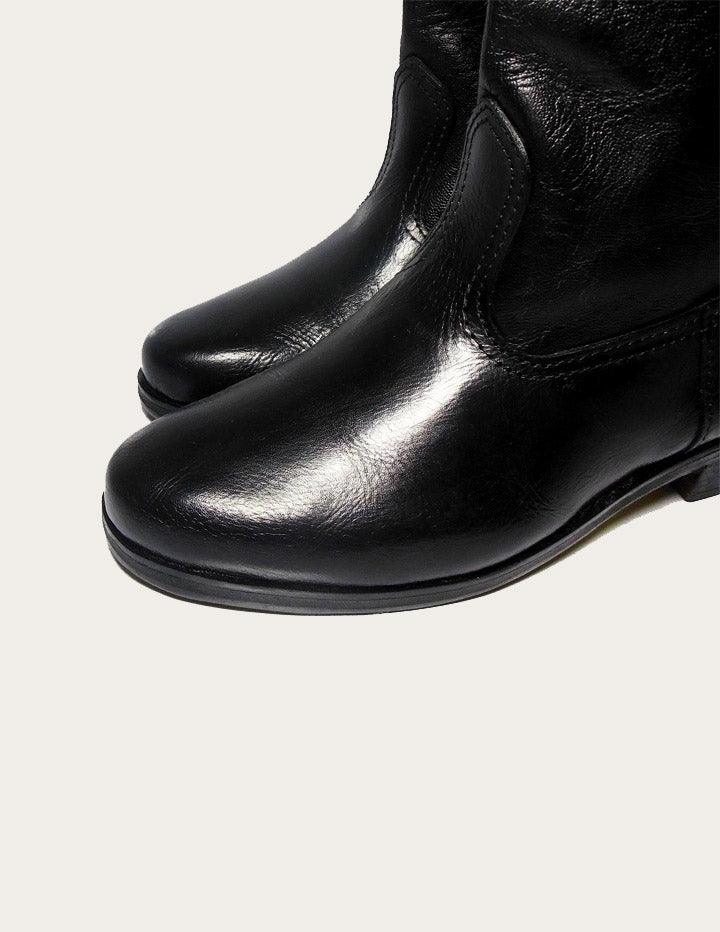 Genuine Leather Black Western Riding Boot. - Slow Chic Fashion