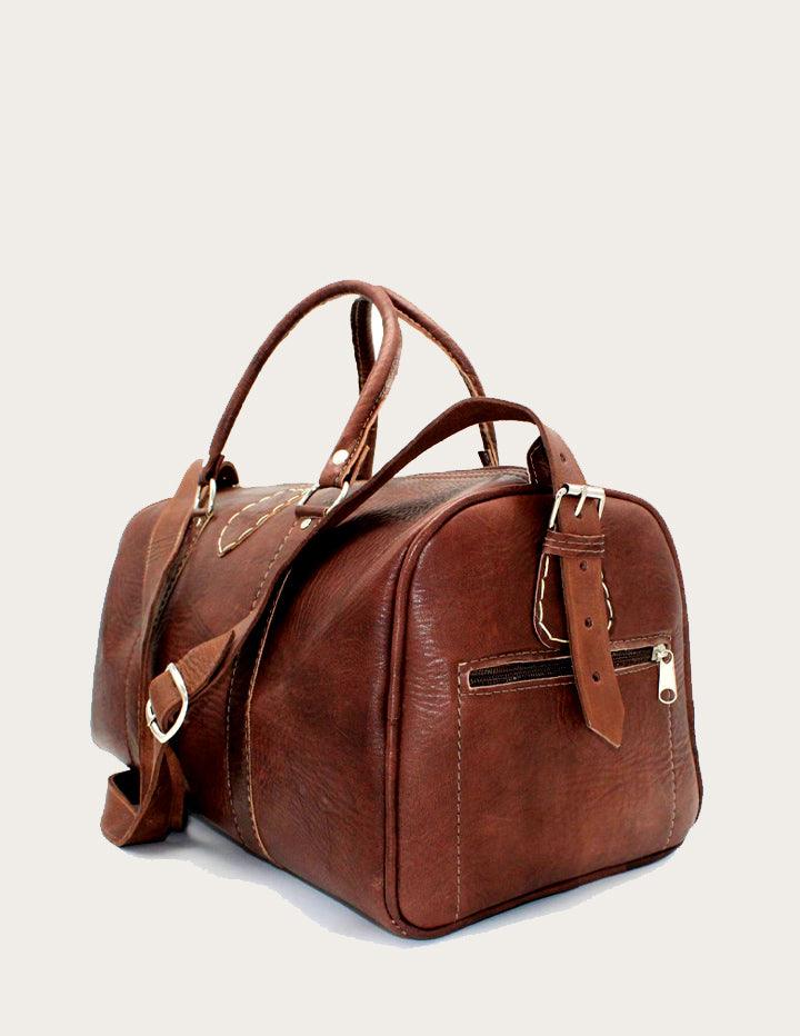 Brown Genuine Leather Weekender Bag - Slow Chic Fashion