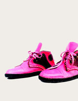 Pink leather ankle boot
