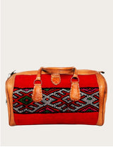 Red and vintage kilim weekender bag with kilim