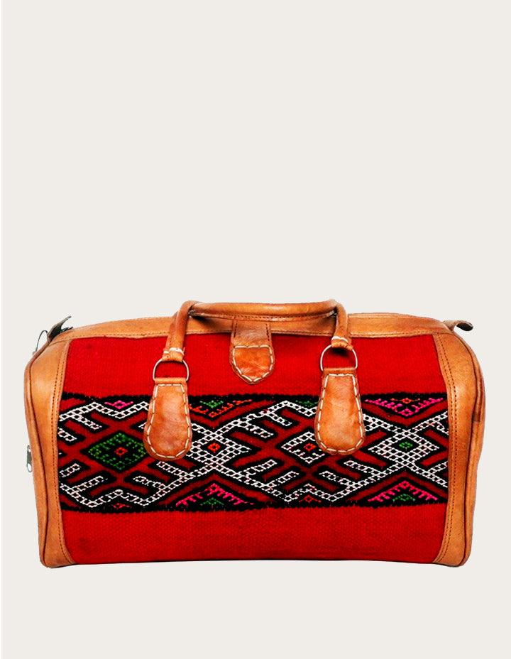 Red Kilim & Leather Weekender Duffel Bag - Slow Chic Fashion