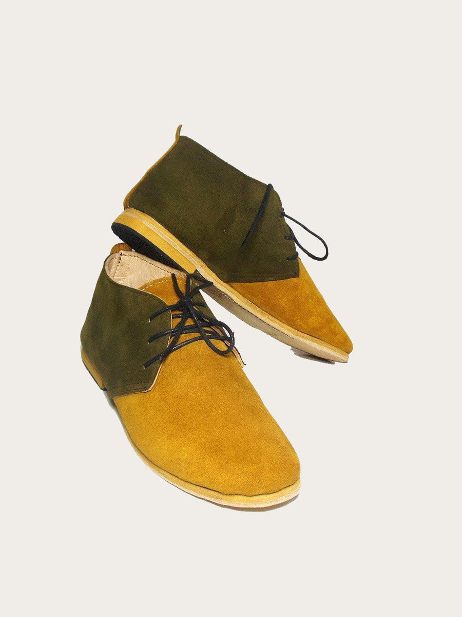 Mustard Brown Chuka Boot Handmade of Suede Leather - Slow Chic Fashion