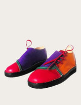 Red leather boot colorblock