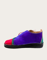 Red leather boot colorblock