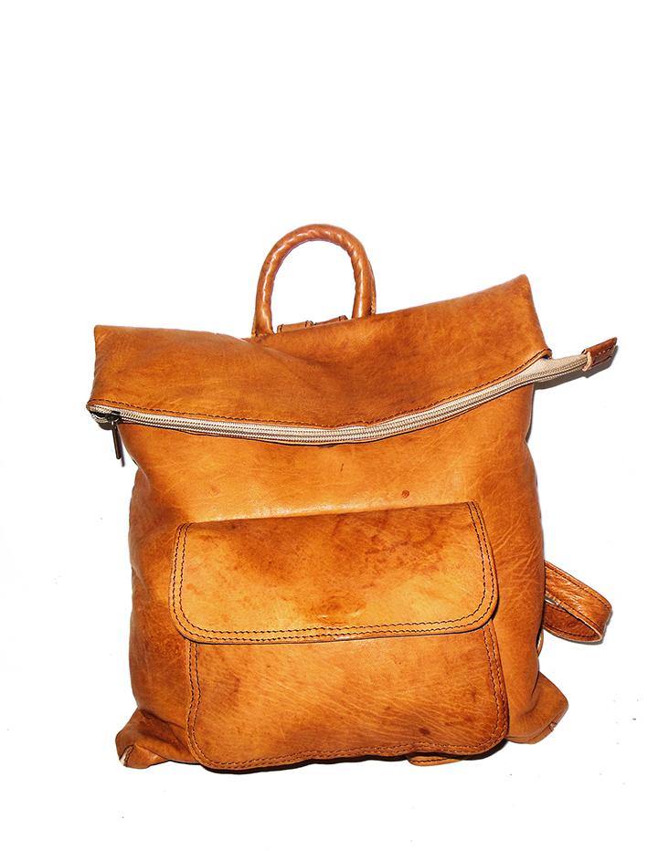 Minimalist Goat Leather Roll-top Backpack - Vintage Kernel