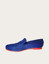 Raffia handwoven raffia moccasin with raffia
