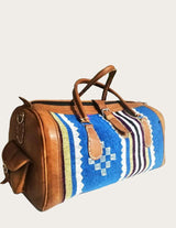 Leather and vintage kilim weekender bag with kilim