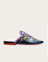 Hand genuine leather mule hand-painted