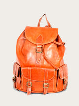 Genuine leather backpack with drawstring