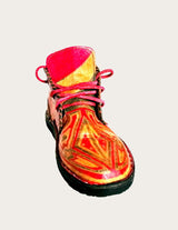 Customary genuine leather ankle boot hand-painted