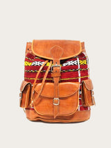 Leather and vintage kilim backpack with kilim