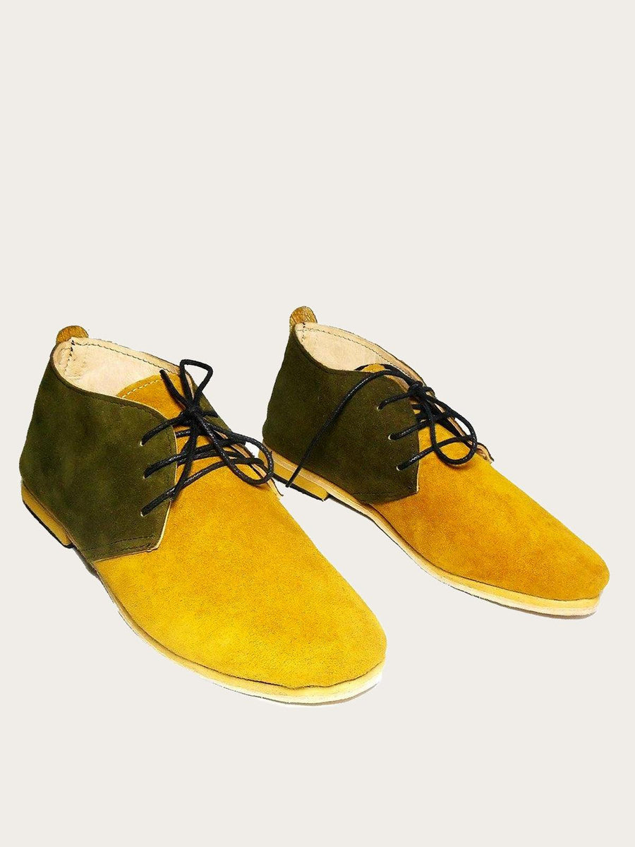 Mustard Brown Chuka Boot Handmade of Suede Leather - Slow Chic Fashion