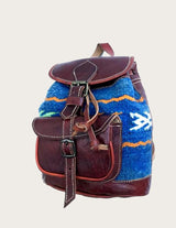 Leather and vintage kilim backpack with kilim