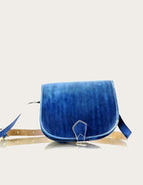 Blue leather shoulder bag