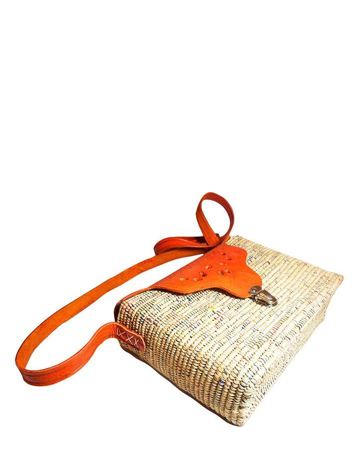 Handwoven Moroccan Raffia Shoulder Bag - Vintage Kernel