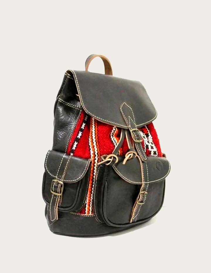 Elegant Kilim Rug and Genuine Leather Backpack - Slow Chic Fashion