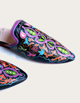 Hand genuine leather mule hand-painted