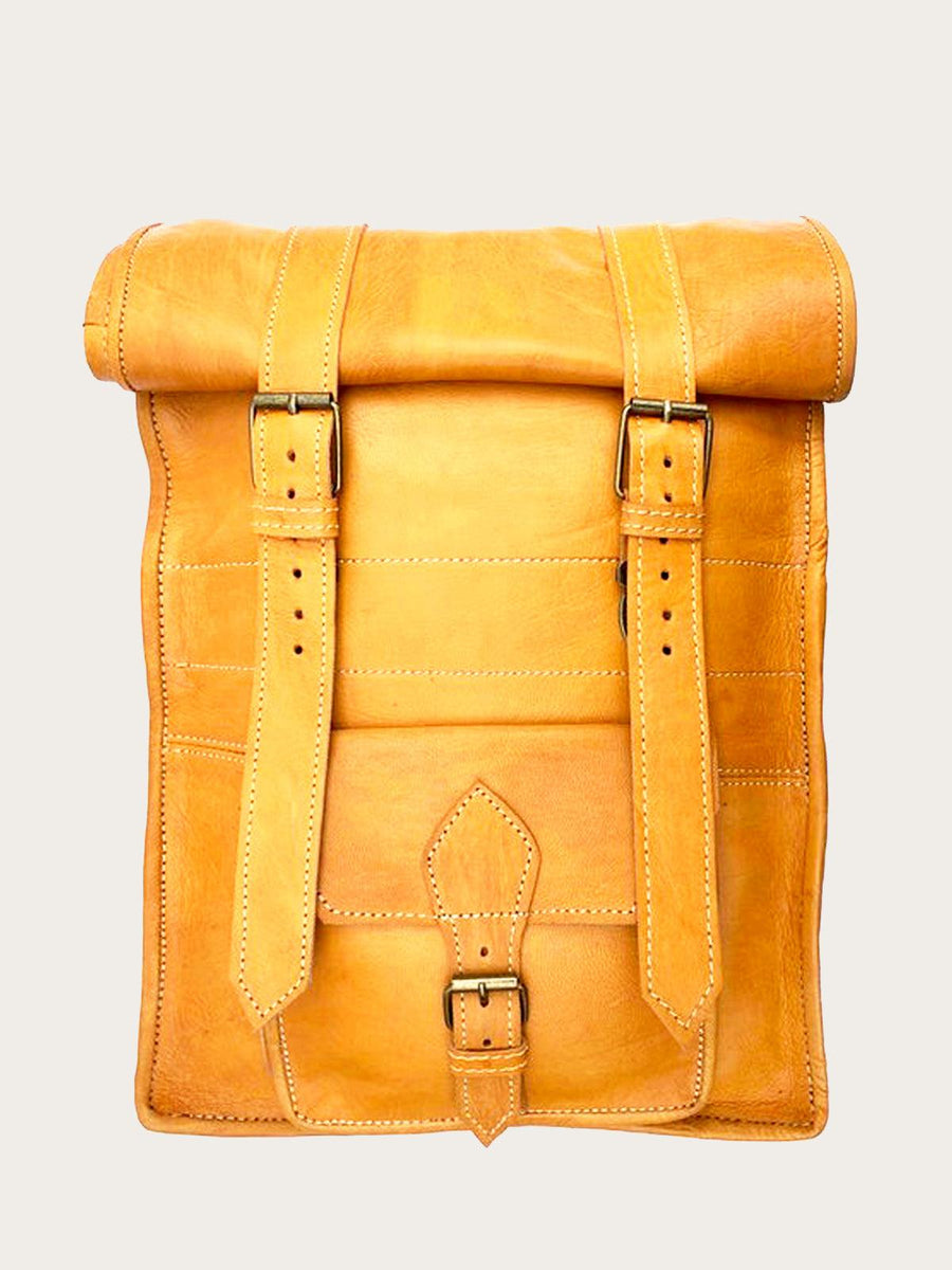 Unique HandMade Leather Rolltop Backpack - Slow Chic Fashion