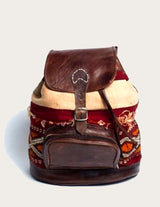 Leather and vintage kilim backpack with kilim
