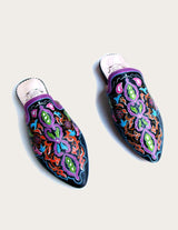Hand genuine leather mule hand-painted