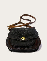 Burgundy suede leather shoulder bag
