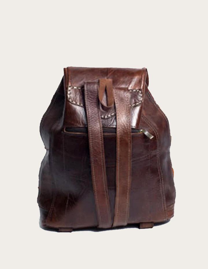 One of a Kind Berber Vintage Rug with Genuine Leather Backpack - Slow Chic Fashion