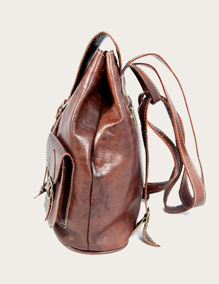Brown Handcrafted Genuine Leather Rucksack - Slow Chic Fashion