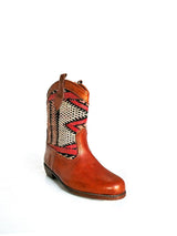 leather and vintage kilim and kilim western boot with kilim