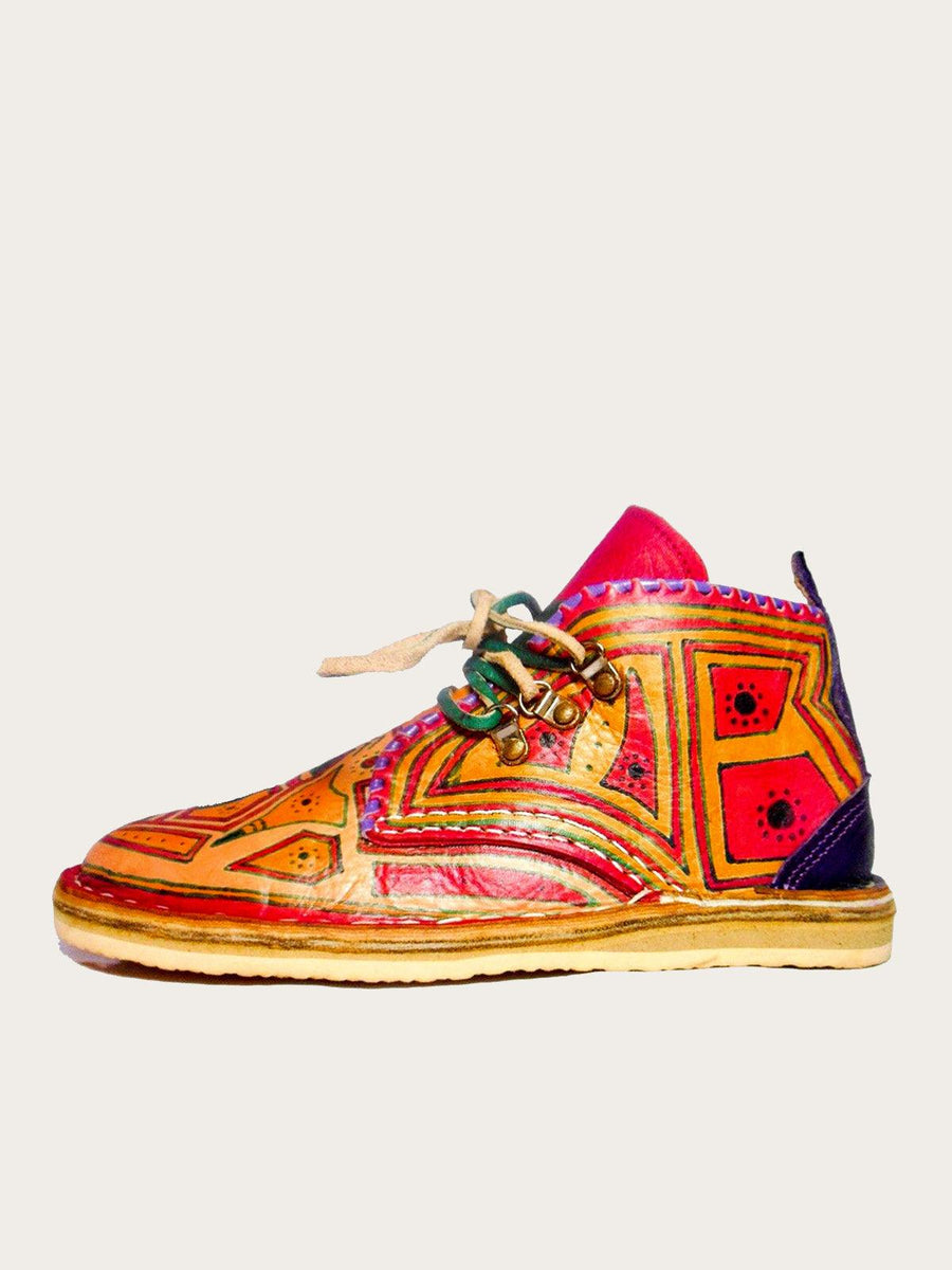 Custom Painting Handmade Leather Ankle Boot - Slow Chic Fashion
