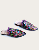 Hand genuine leather mule hand-painted