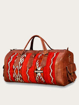 Leather and vintage kilim weekender bag with kilim