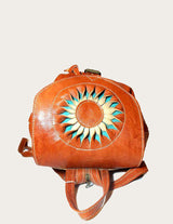Bohemian genuine leather backpack with fringe