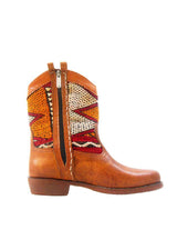 Leather and vintage kilim boot with kilim