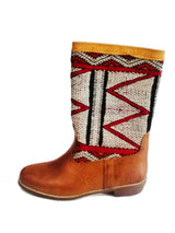 leather and kilim and kilim western boot with kilim
