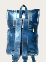 Blue leather backpack