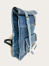 Blue leather backpack