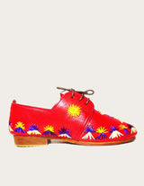 Starness leather and handwoven raffia derby shoe with raffia