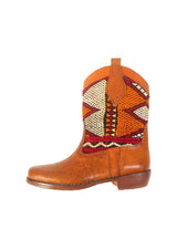 Leather and vintage kilim boot with kilim